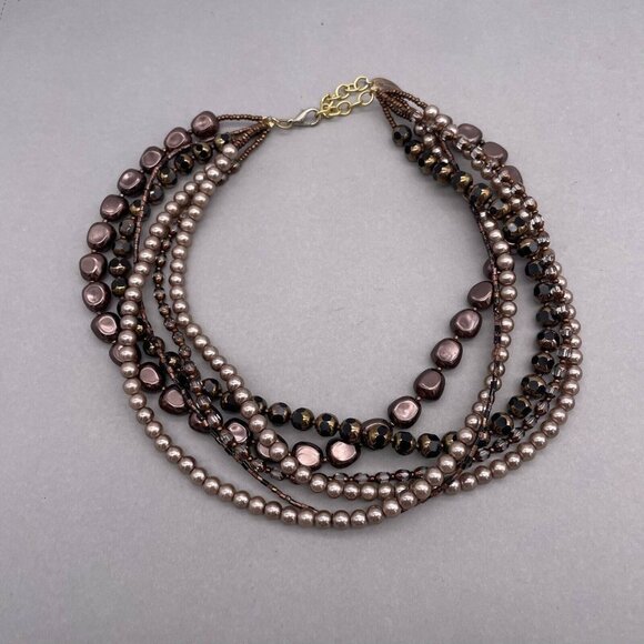 Coldwater Creek Multi strand Beaded Necklace Lobster Closure Adjustable - Picture 2 of 5